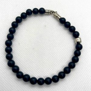 Mejuri 6mm Black Agate Sterling Silver Bracelet